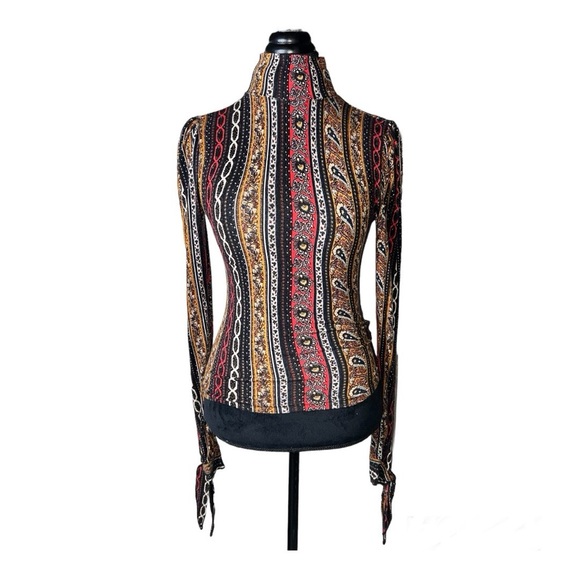 Free people Paisley  Turtle Neck Top XS - Picture 3 of 5